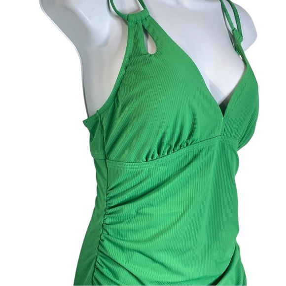 Charmo V Neck One Piece Swimsuits Ruched Tummy Control Monokini Bathing Suit - Picture 6 of 11